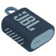 JBL Go 3 portable waterproof Bluetooth speaker displayed outdoors, showcasing its vibrant colors and rugged design